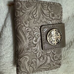 Source Unknown Embossed Wallet in Taupe with Gold Accent